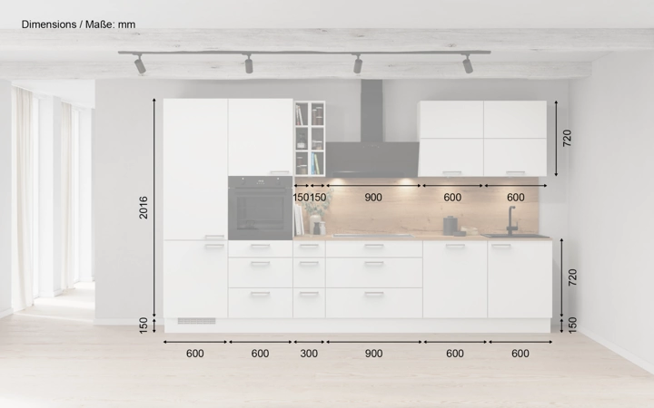 Meine Küche Küchen-Zeile 360 cm Planung 3 5